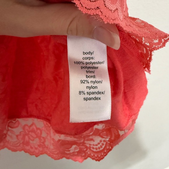 Maurices Y2K Pink Lace Trim Crinkle Cami Tank Top XXL Layering Romantic Coquette - Picture 4 of 5